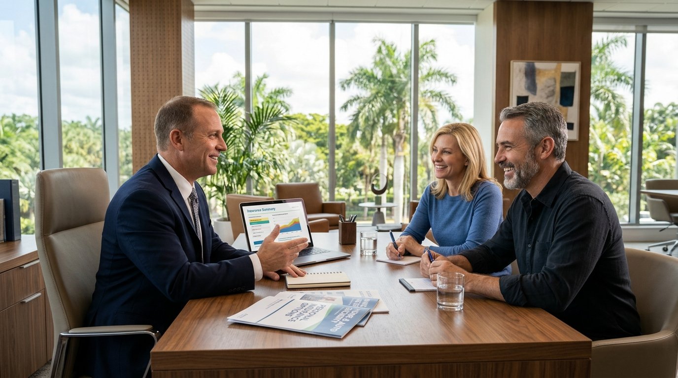 Assertive Insurance healthcare advisor consulting an American family