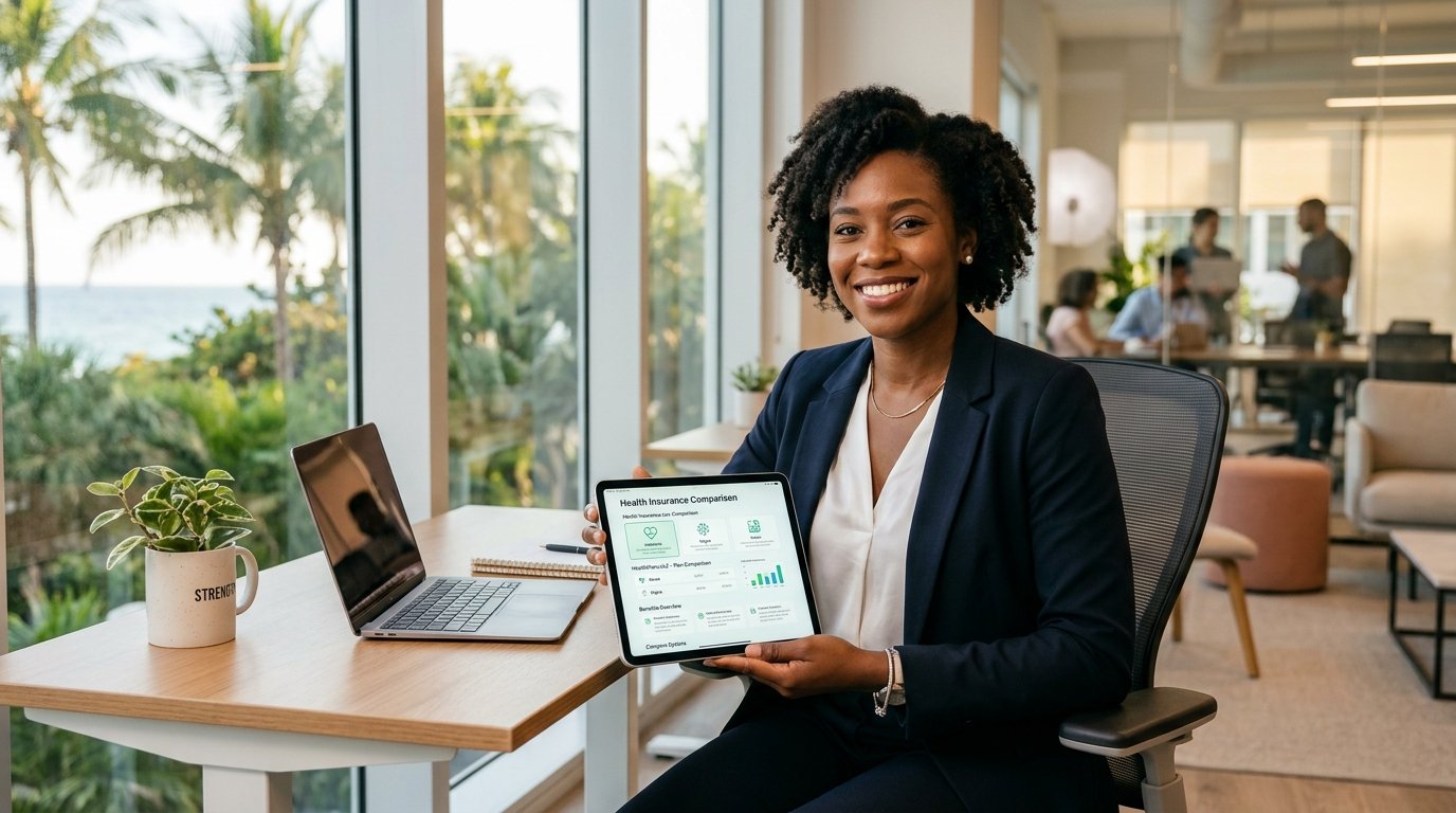 American professional reviewing individual health insurance options
