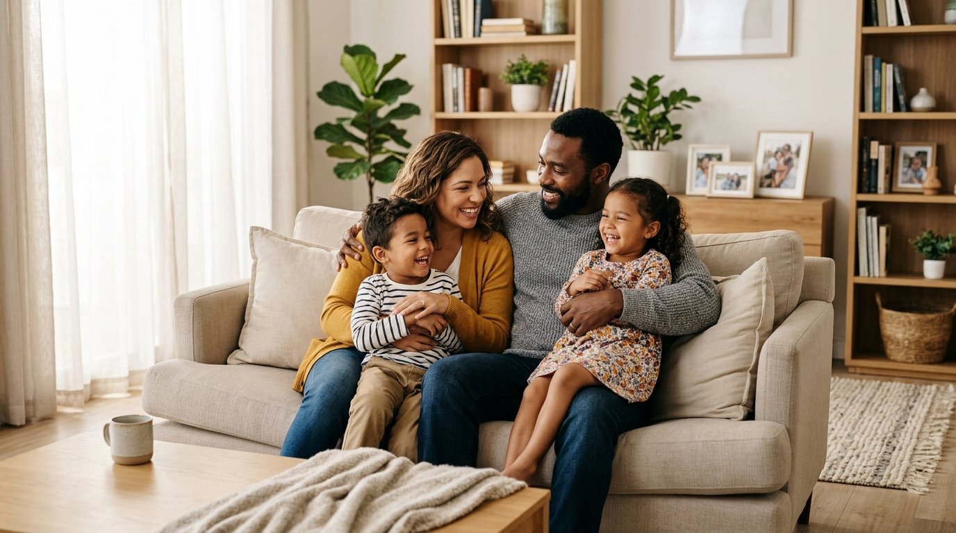Parent holding child representing financial security through life insurance